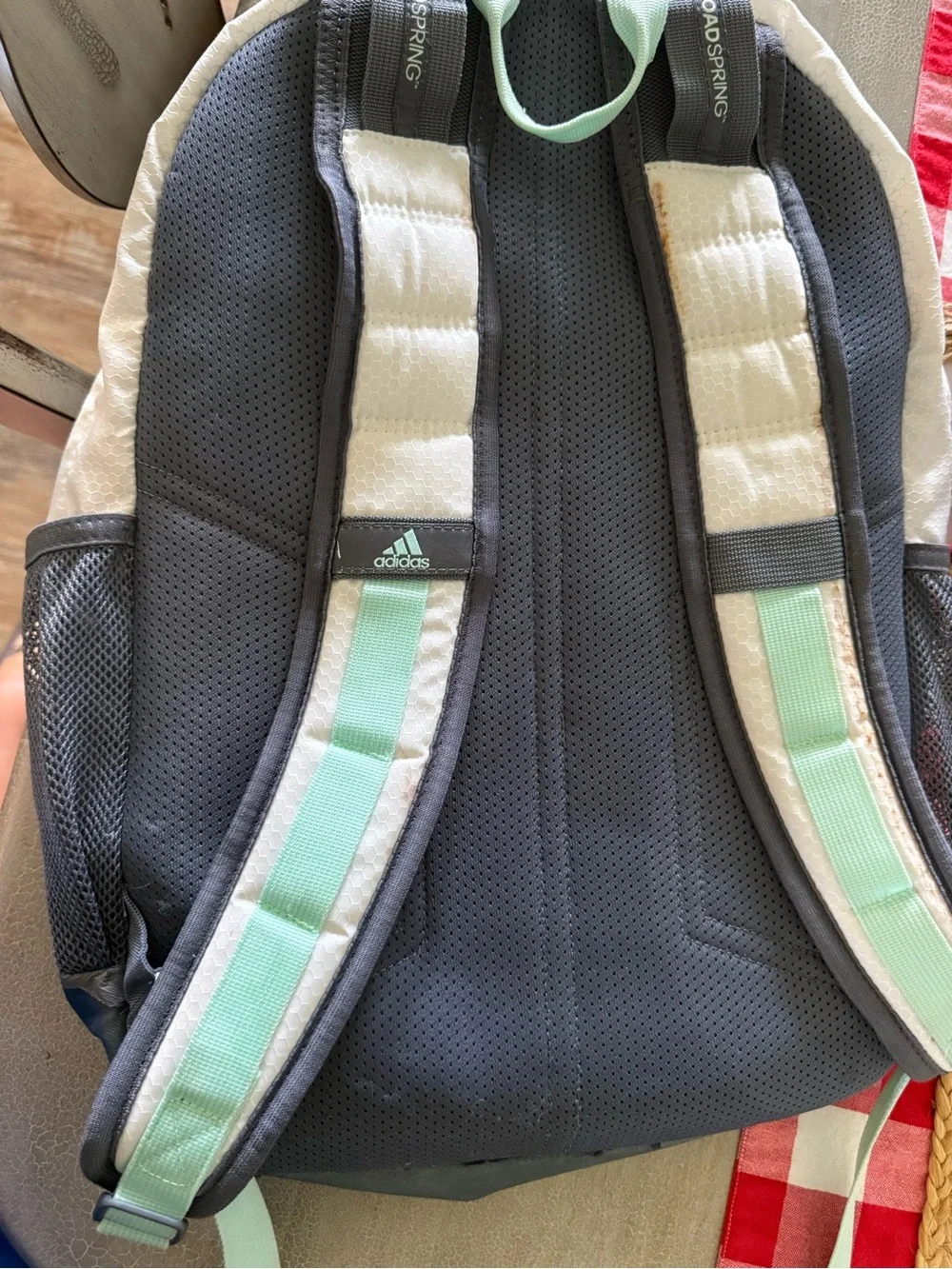 adidas Gray and White Backpack - Front-Opening Design